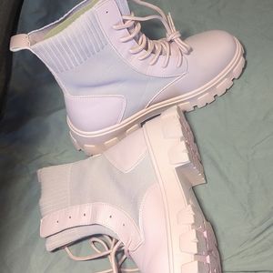 Pink combat boots